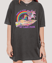 There It Goes My Last Fuck Funny Unicorn Comfort Colors Tee LavenderCeleste