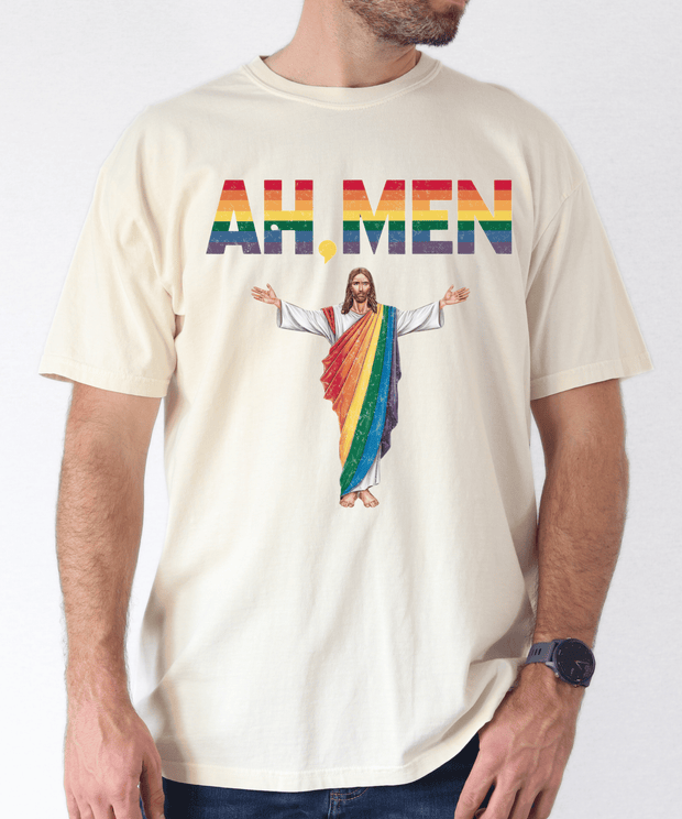 Ah Men Rainbow Faith Parody Pride Comfort Colors Shirt Comfort Colors 1717