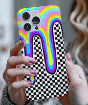 Trippy Retro Drip Checkered Y2K Grunge Tough Phone Case WOYC