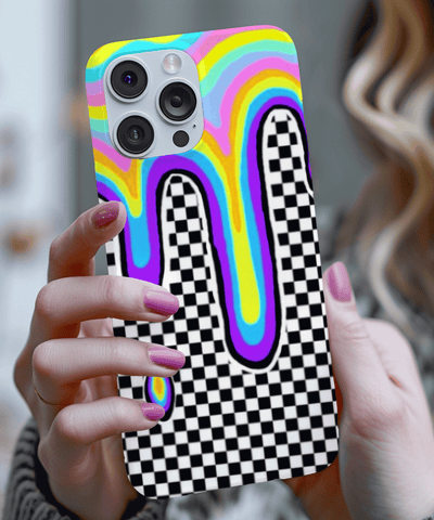Trippy Retro Drip Checkered Y2K Grunge Tough Phone Case WOYC