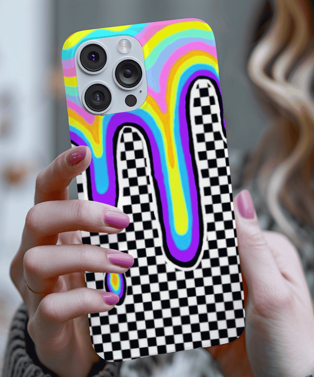 Trippy Retro Drip Checkered Y2K Grunge Tough Phone Case WOYC