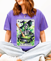 The Shit Stirrer Witch Skeleton Comfort Colors Tee LavenderCeleste