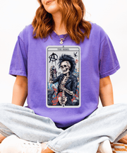 The Rebel Skeleton Tarot Punk Comfort Colors Tee LavenderCeleste