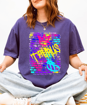 Taurus Graffiti Crown Street Art Comfort Colors Tee LavenderCeleste