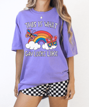 This Is What Gay Looks Like Rainbow Pride Comfort Colors Tee LavenderCeleste