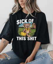 Sick of This Shit Vintage Bear Comfort Colors Tee LavenderCeleste