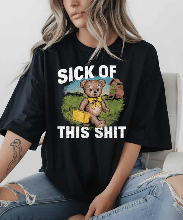 Sick of This Shit Vintage Bear Comfort Colors Tee LavenderCeleste