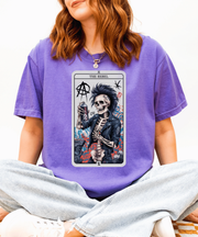 The Rebel Skeleton Tarot Punk Comfort Colors Tee LavenderCeleste
