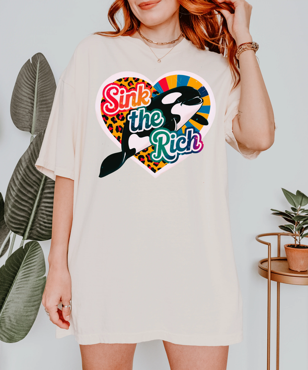 Sink the Rich Retro Orca Activist Comfort Colors Tee LavenderCeleste
