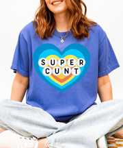 Super Cunt Retro Heart Comfort Colors Tee LavenderCeleste