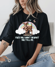 F*** You I Won’t Do What You Tell Me Comfort Colors T-Shirt | Rebellious Cute Deer Pastel Goth Tee | Defiant Sarcastic Aesthetic Top Comfort Colors 1717