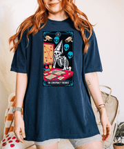 The Conspiracy Theorist Skeleton Tarot Comfort Colors Tee LavenderCeleste