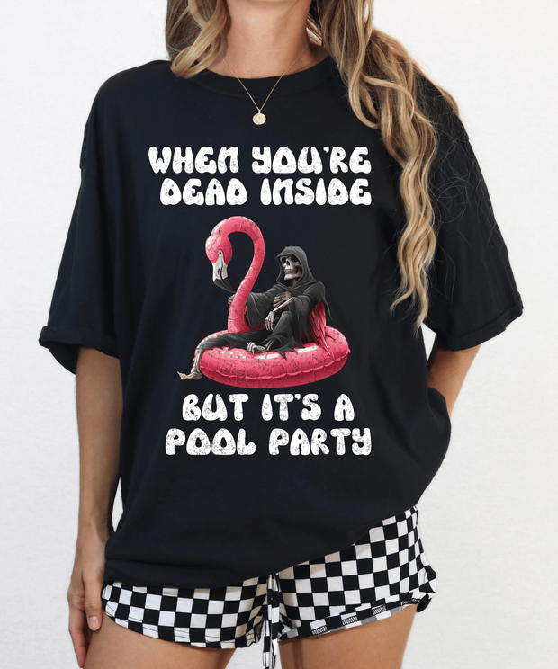 When You’re Dead Inside Funny Grim Reaper Pool Party Tee LavenderCeleste