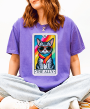 The Ally Pride Cat Tarot Comfort Colors Tee LavenderCeleste