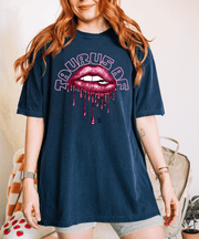 Taurus AF Glitter Lips Zodiac Comfort Colors Tee LavenderCeleste