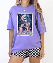 The Salty Bitch Skeleton Tarot Comfort Colors Tee LavenderCeleste