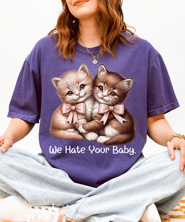 Vintage Cats “We Hate Your Baby” Funny T-Shirt Comfort Colors 1717