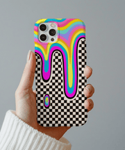 Trippy Rainbow Drip Checkered Tough Phone Case Printify