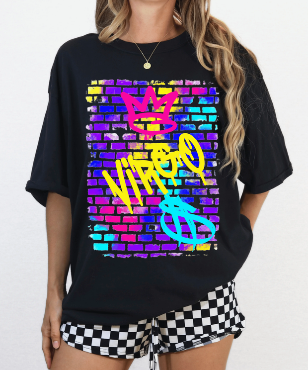 Virgo Zodiac Graffiti Street Style Neon Brick Art Tee Comfort Colors 1717