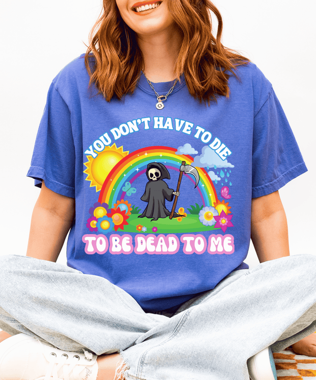 Rainbow Grim Reaper Comfort Colors T-Shirt | Dark Humor Pastel Goth Tee | Sarcastic Cute But Dead Inside Graphic Comfort Colors 1717
