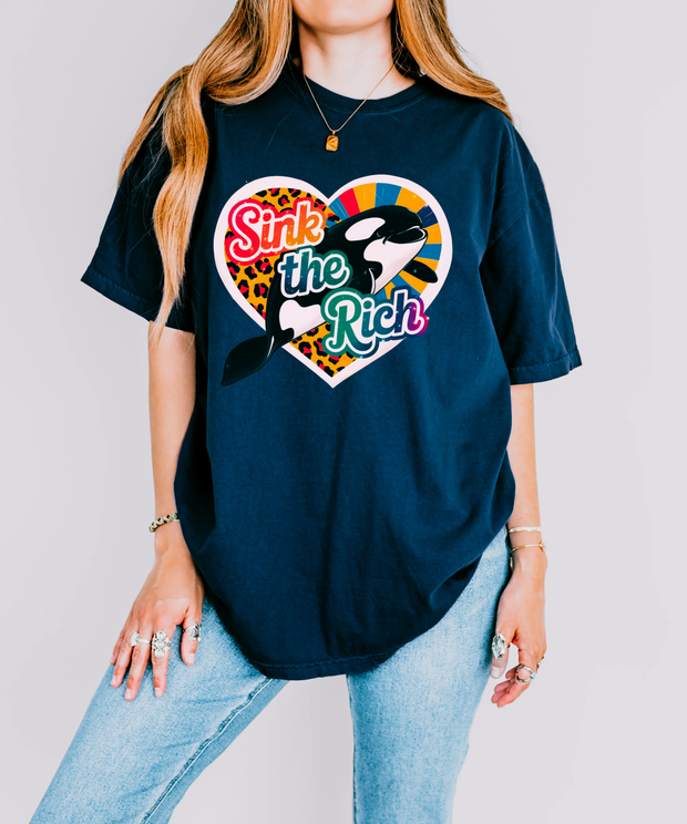 Sink the Rich Retro Orca Activist Comfort Colors Tee LavenderCeleste