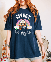 Sweet But Psycho Cupcake Comfort Colors Tee LavenderCeleste