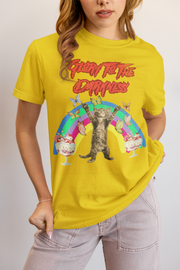 Glory to the Darkness Vintage Cat Graphic Tee LavenderCeleste
